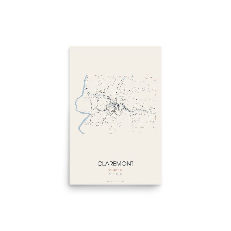 Claremont Street Map Poster · Linen
