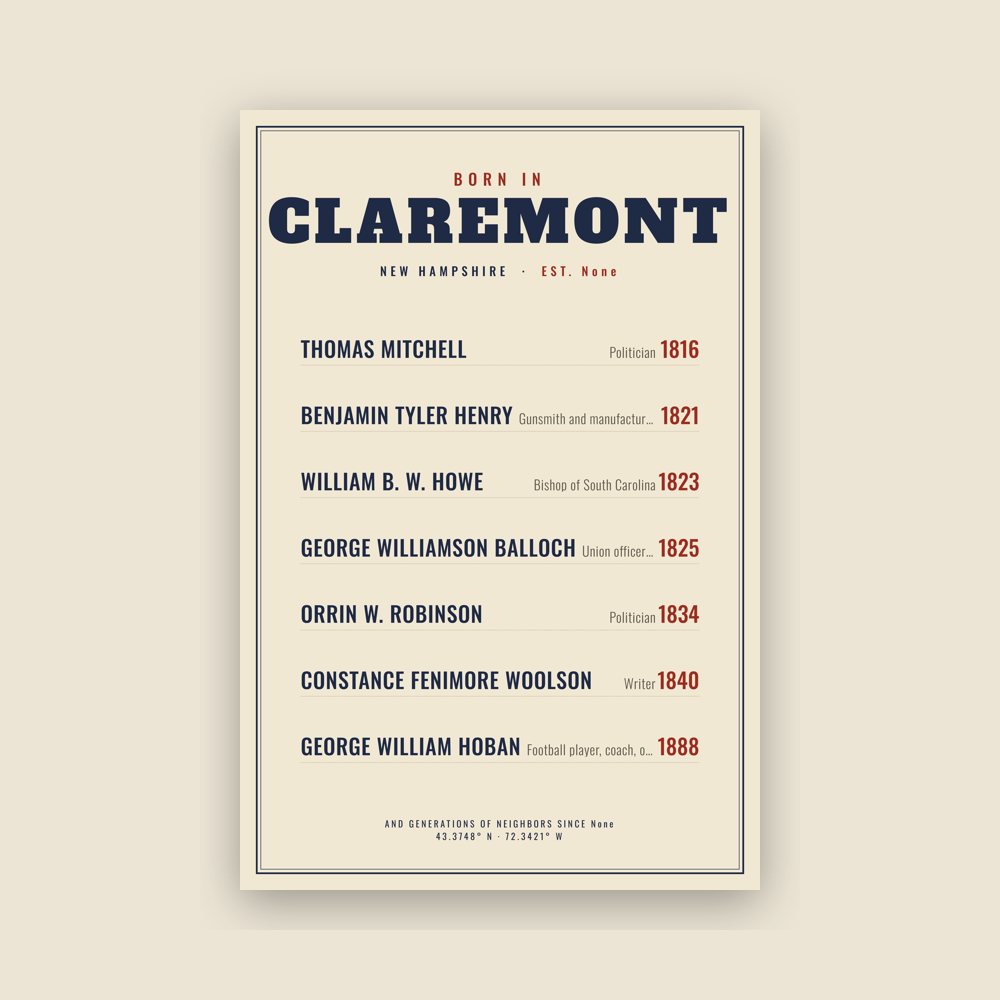 Claremont “Born In” Poster