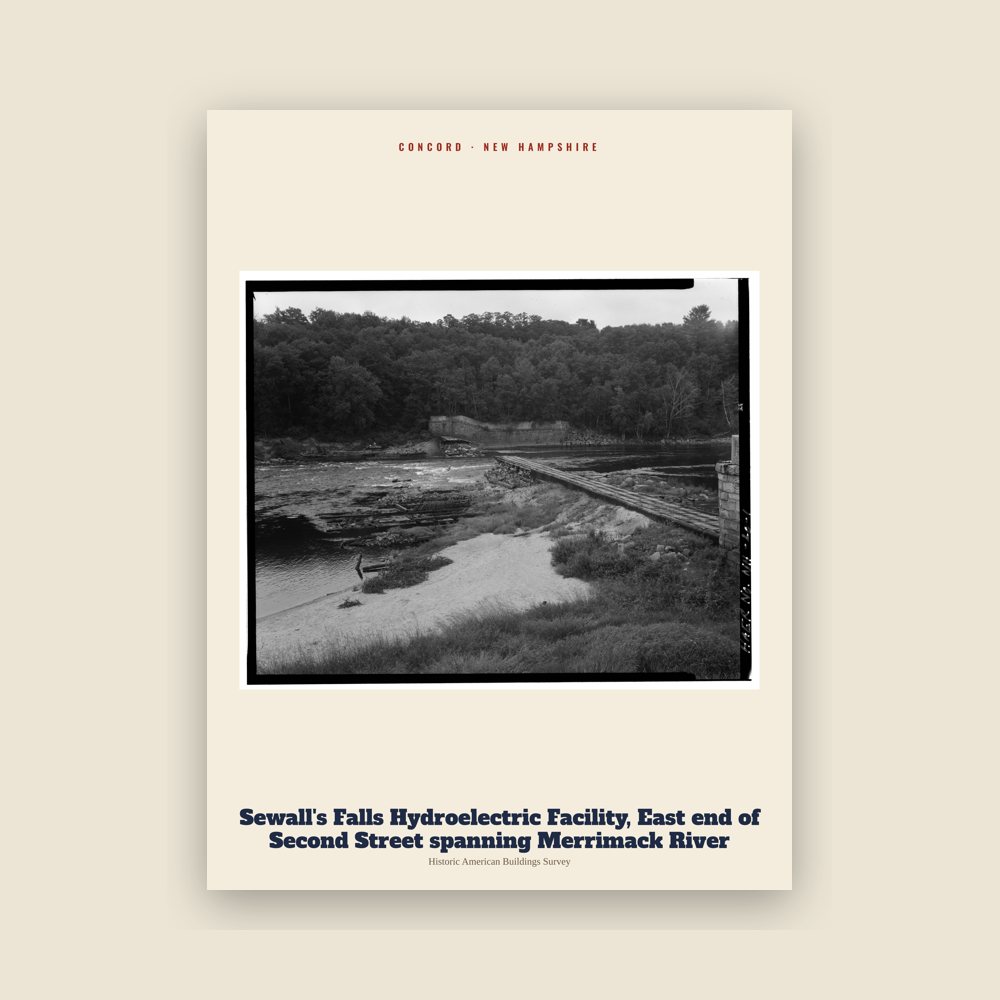 Concord Sewall's Falls Hydroelectric Facility, East end of Second Street spanning Merrimack River Archive Print