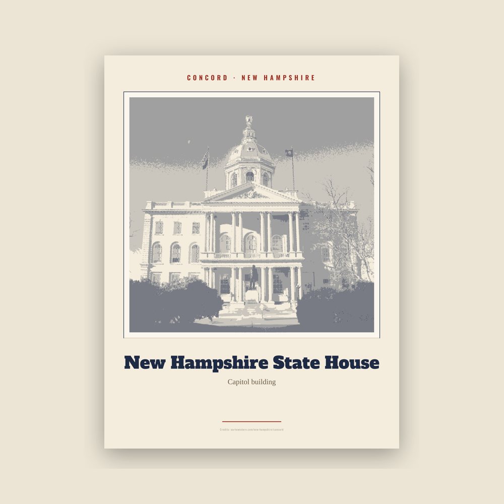 Concord New Hampshire State House Landmark Print