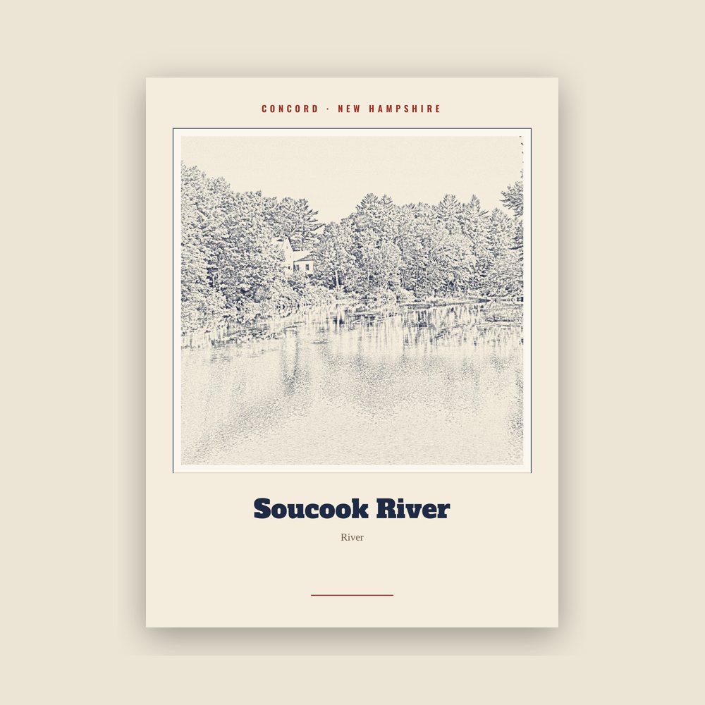 Concord Soucook River Landmark Print