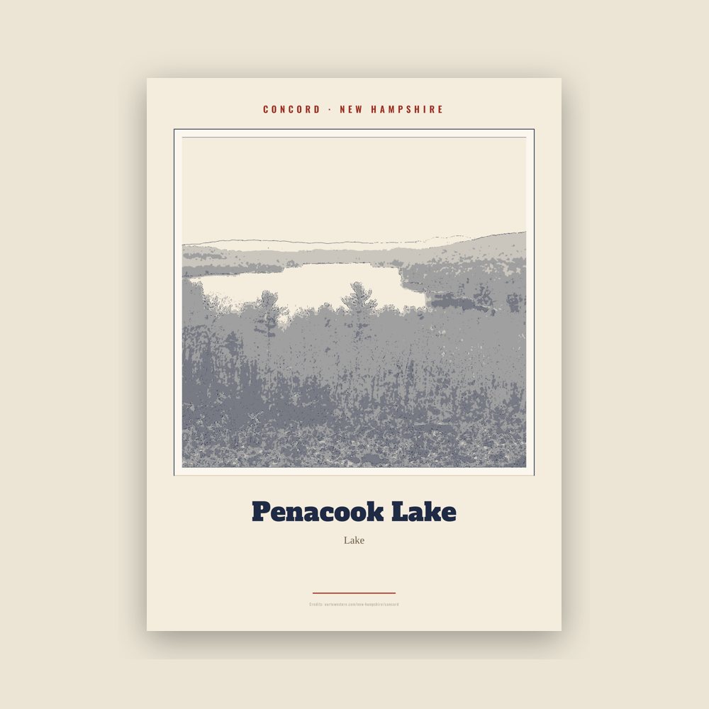 Concord Penacook Lake Landmark Print