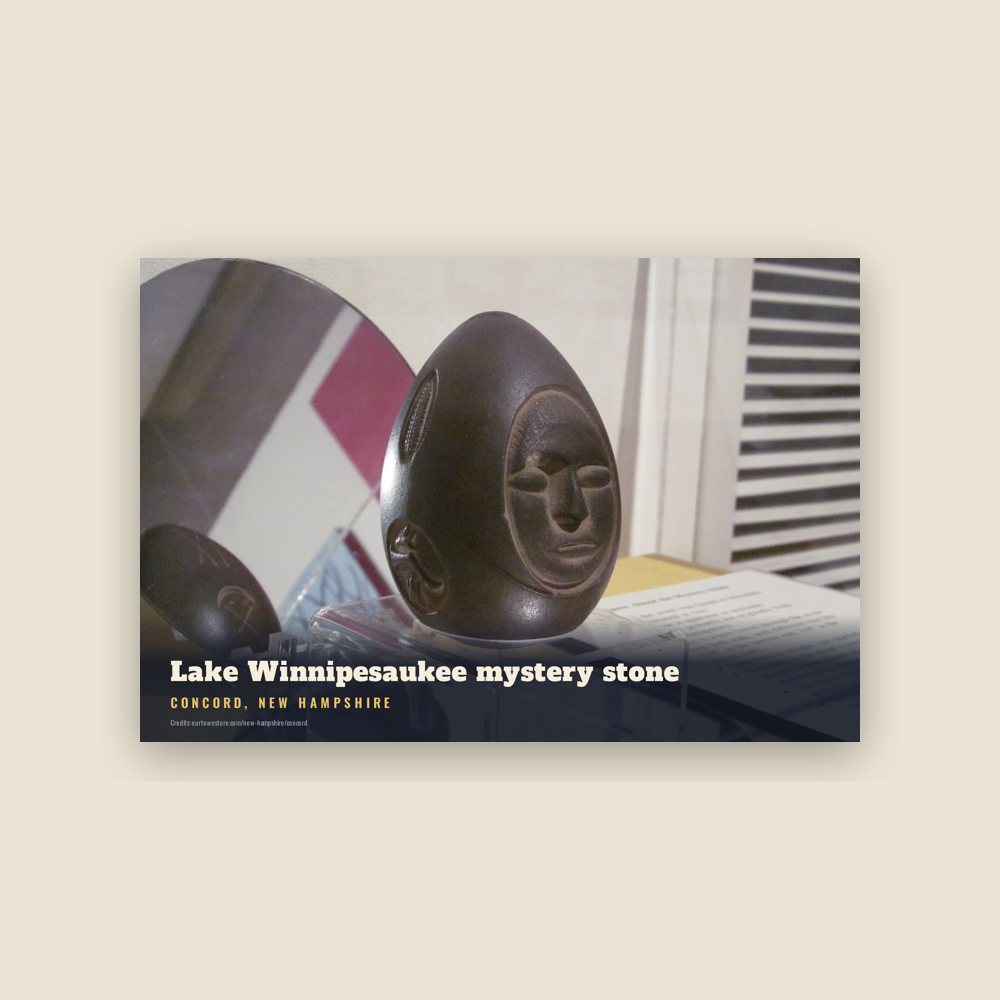 Concord Lake Winnipesaukee mystery stone Postcard