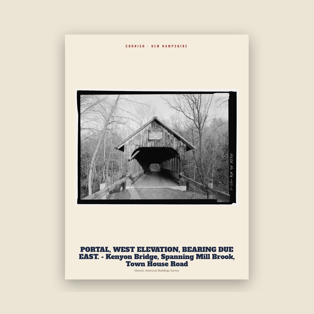 Cornish PORTAL, WEST ELEVATION, BEARING DUE EAST.  - Kenyon Bridge, Spanning Mill Brook, Town House Road Archive Print