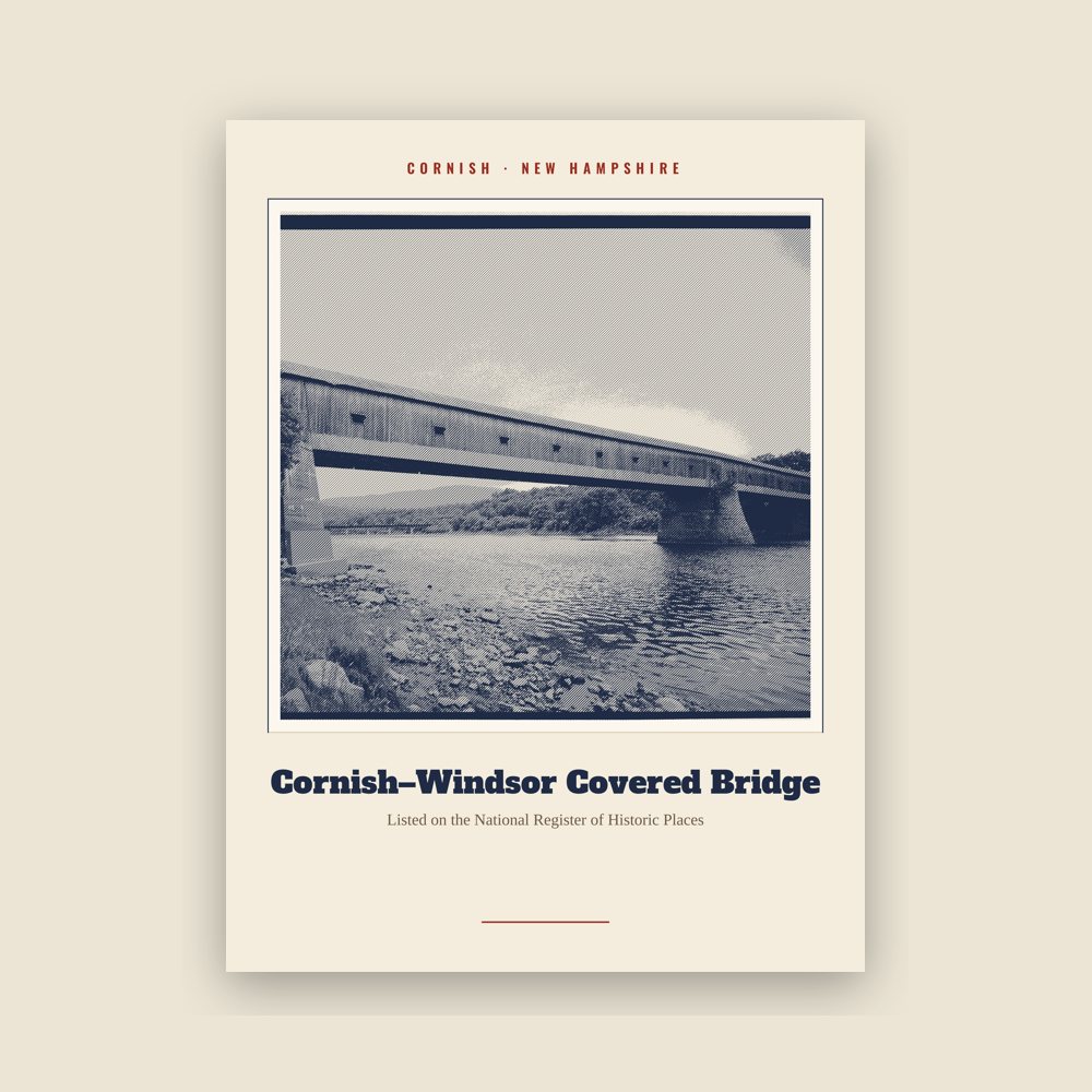 Cornish Cornish–Windsor Covered Bridge Landmark Print
