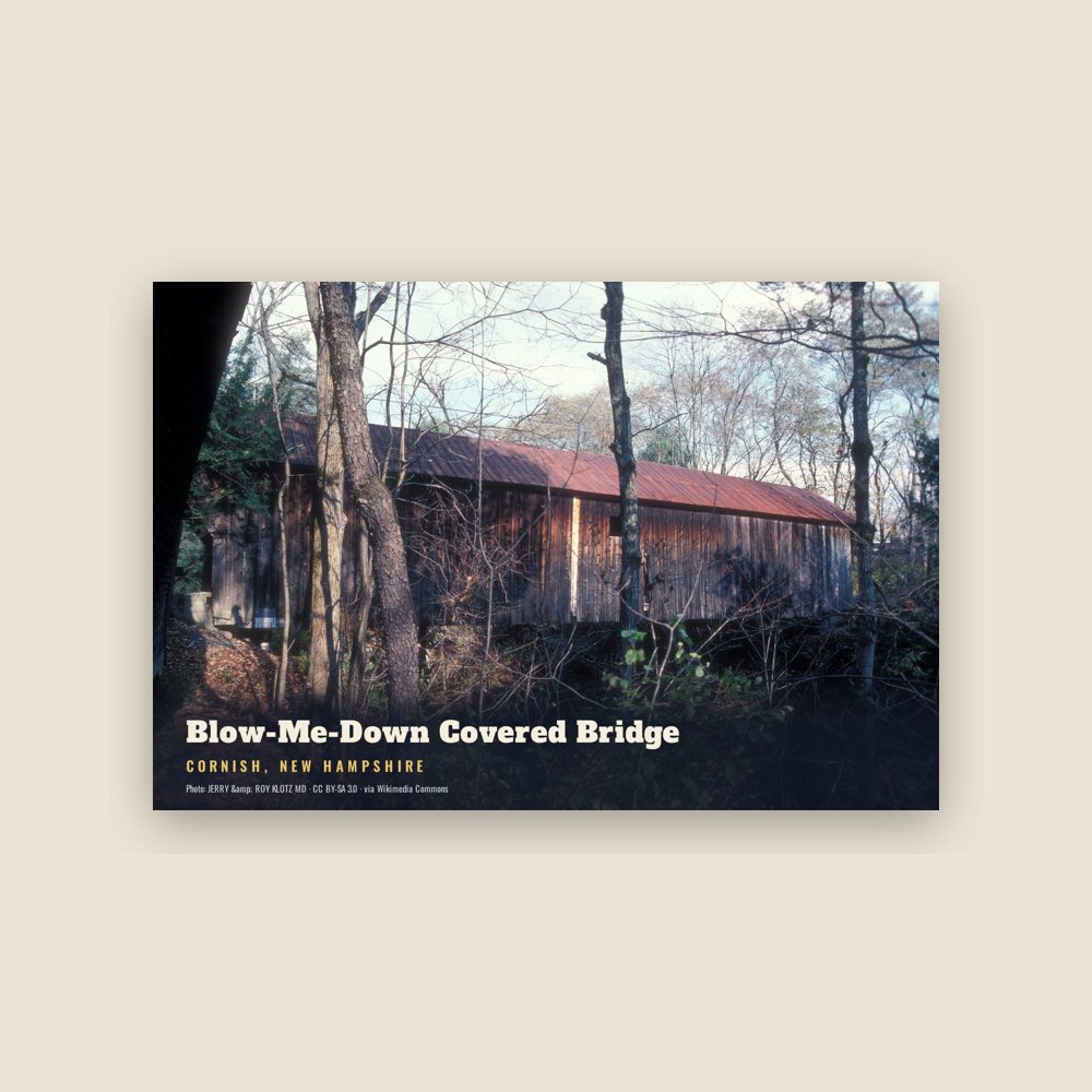 Cornish Blow-Me-Down Covered Bridge Postcard