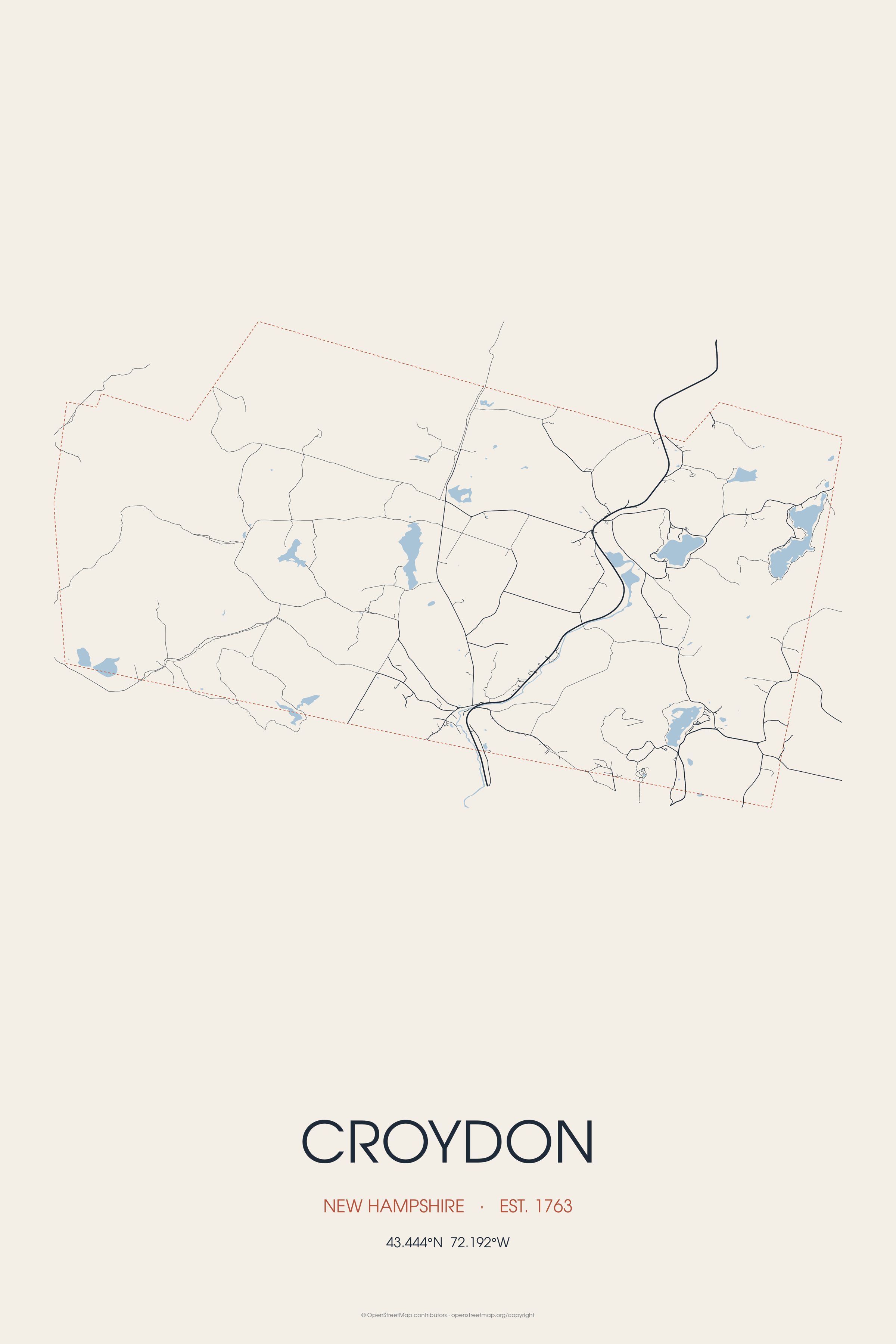 Street map of Croydon, New Hampshire