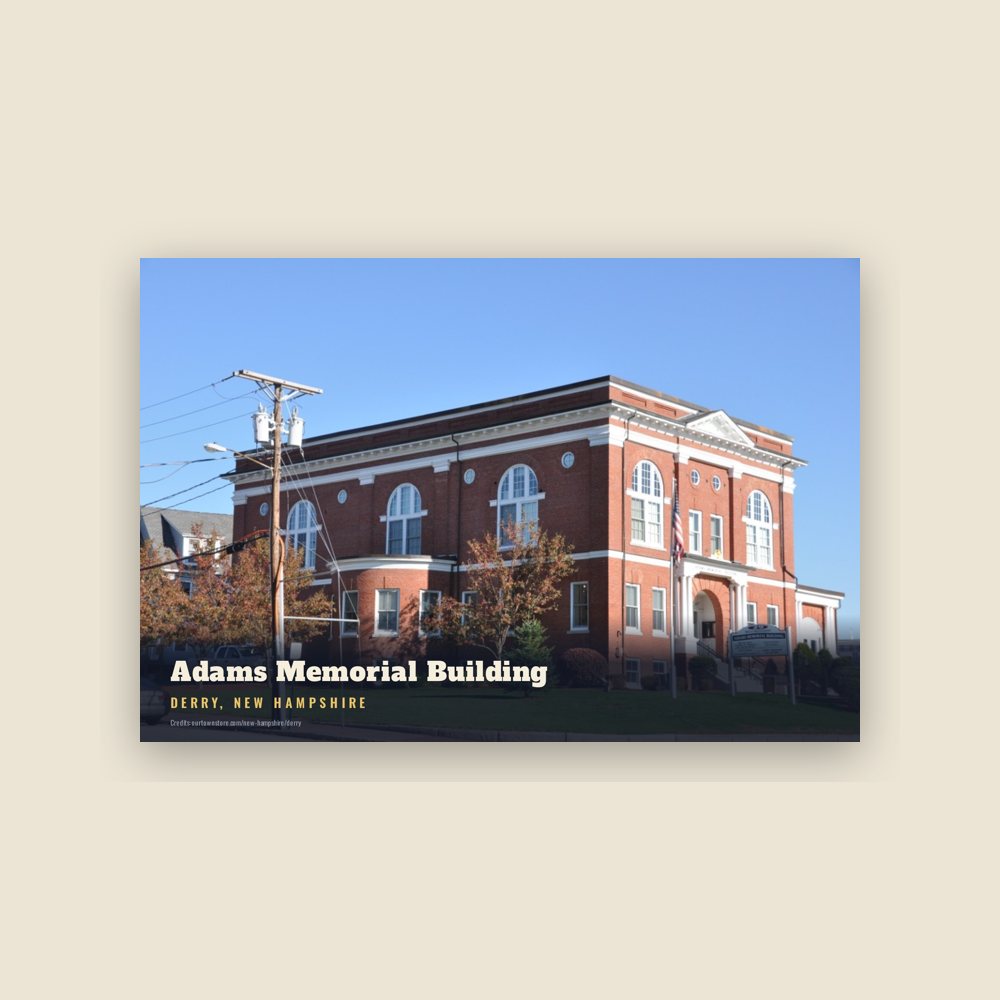 Derry Adams Memorial Building Postcard