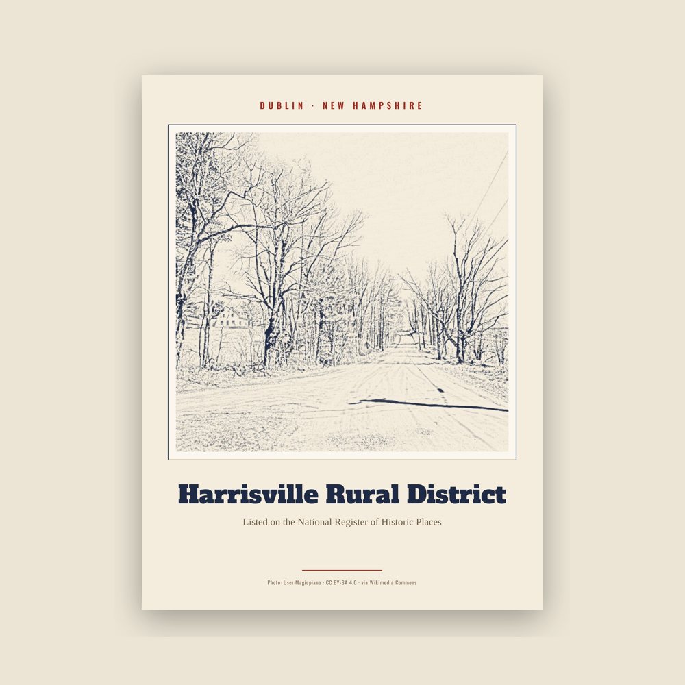 Dublin Harrisville Rural District Landmark Print