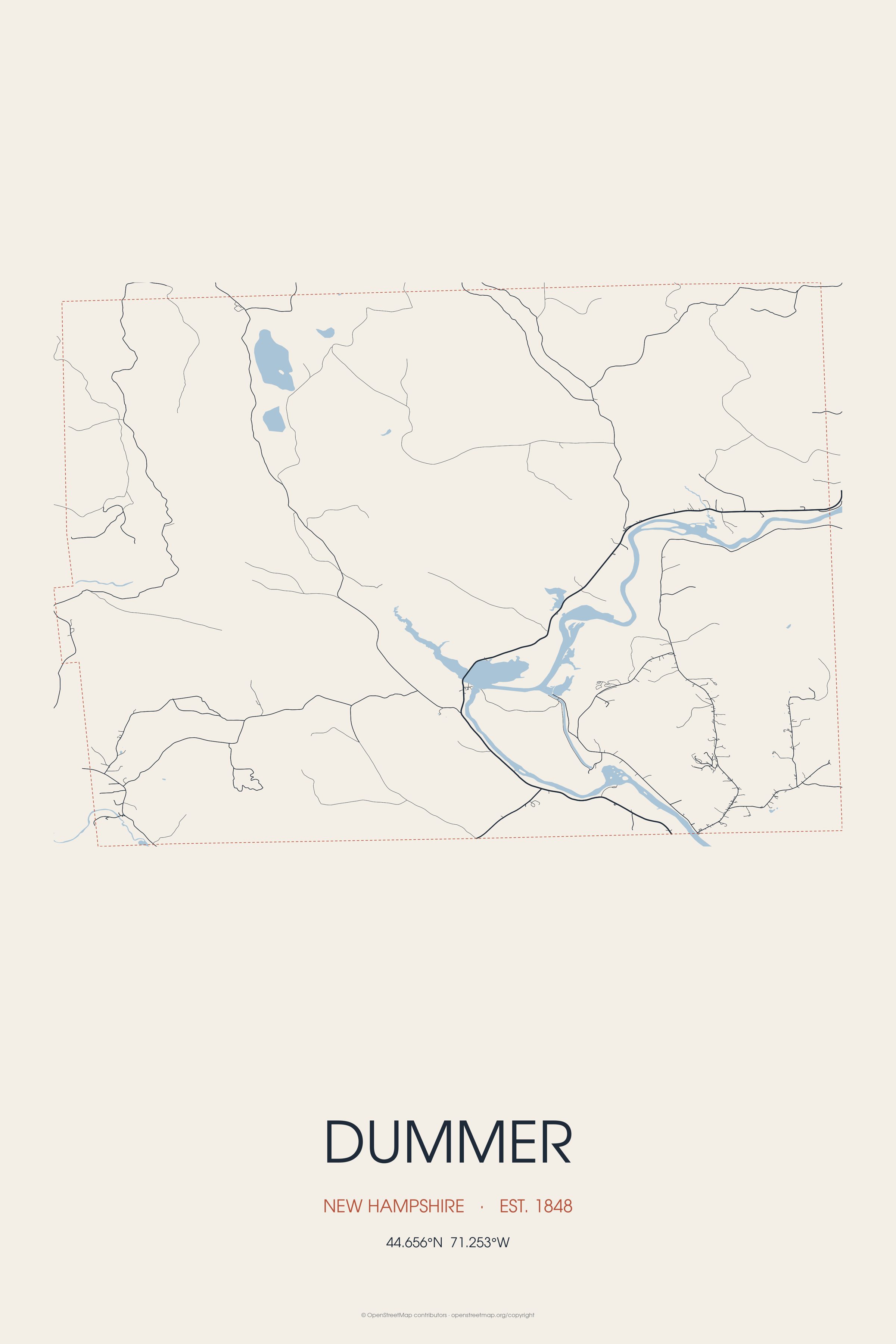 Street map of Dummer, New Hampshire