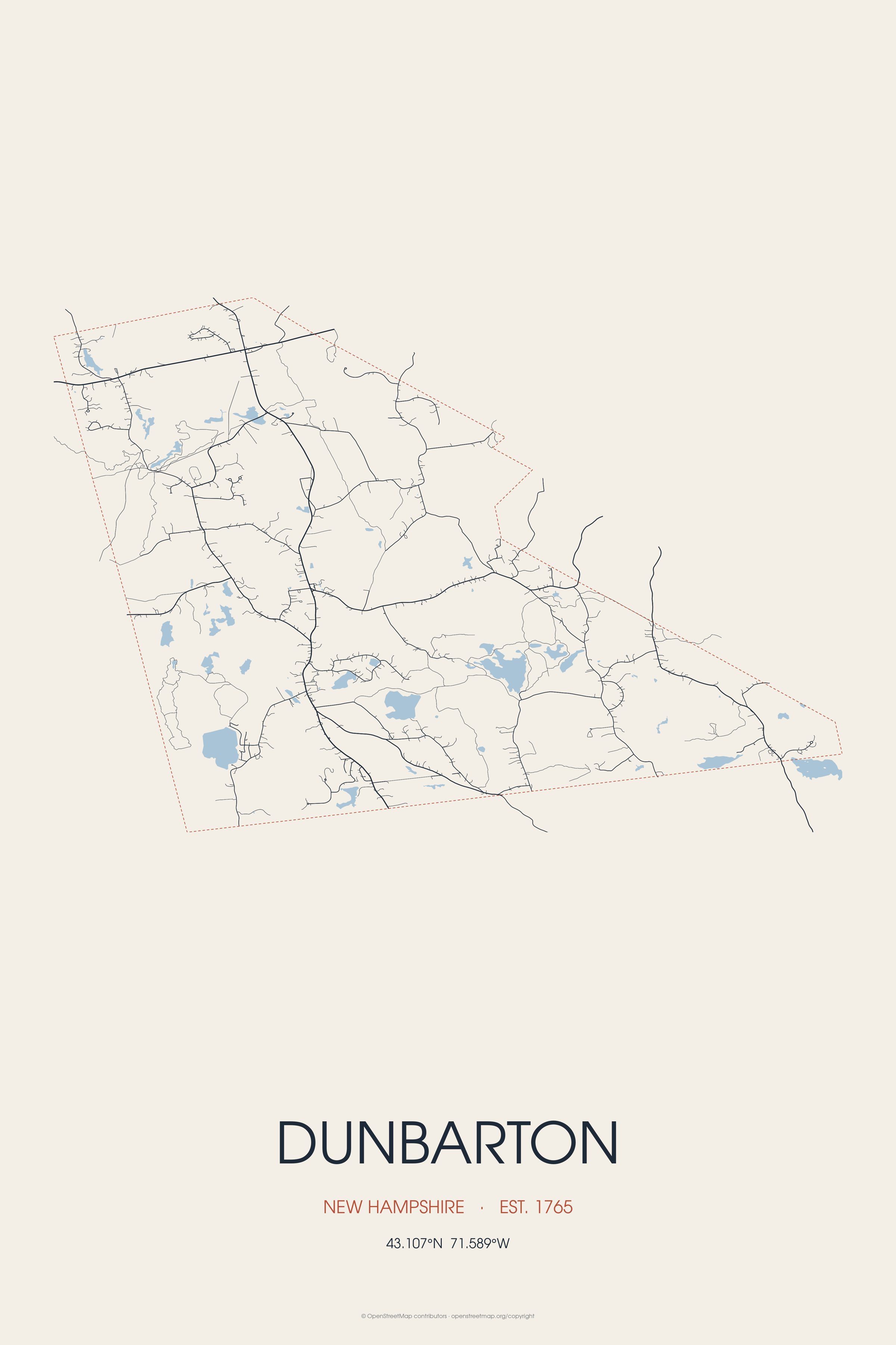 Street map of Dunbarton, New Hampshire