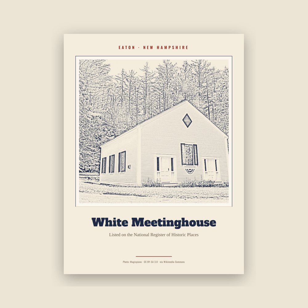 Eaton White Meetinghouse Landmark Print