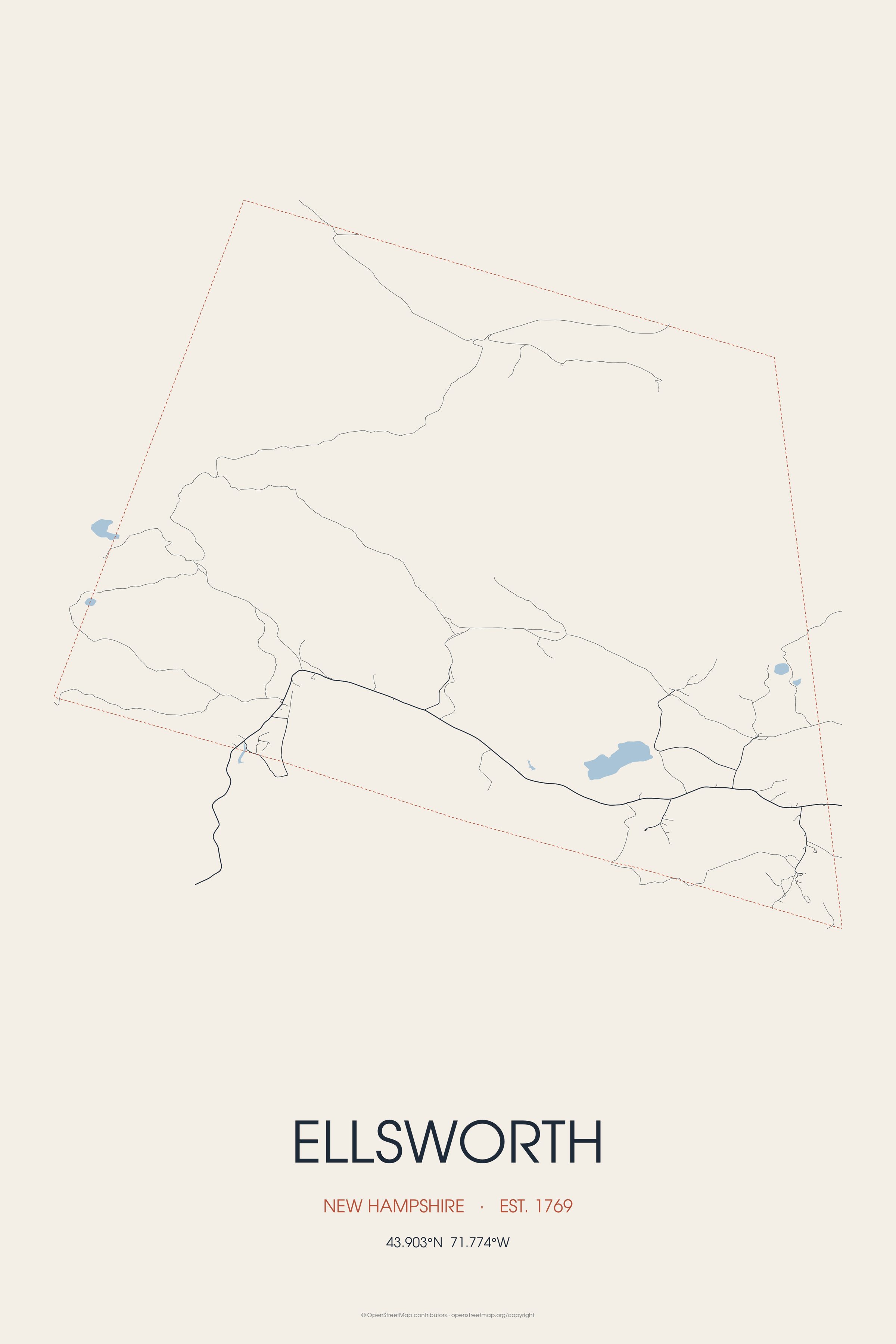 Street map of Ellsworth, New Hampshire