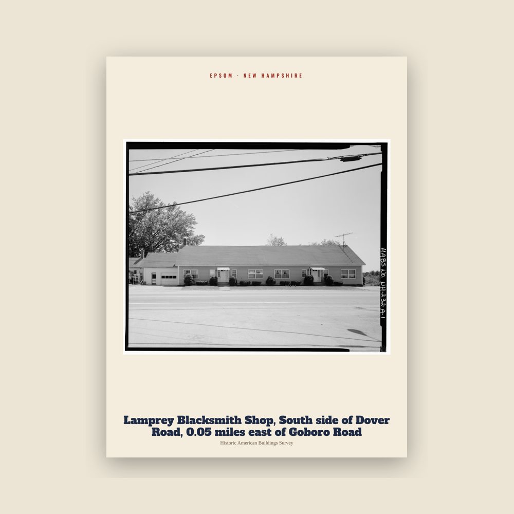 Epsom Lamprey Blacksmith Shop, South side of Dover Road, 0.05 miles east of Goboro Road Archive Print