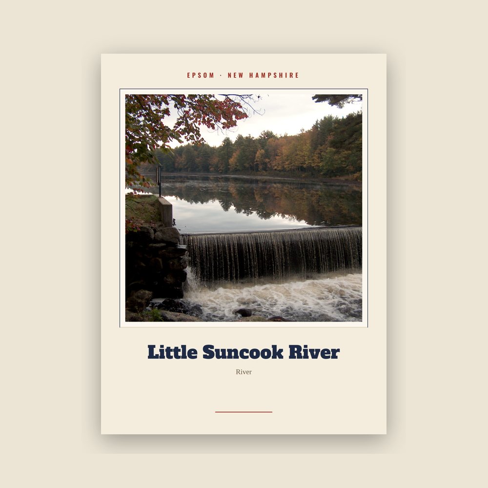 Epsom Little Suncook River Landmark Print