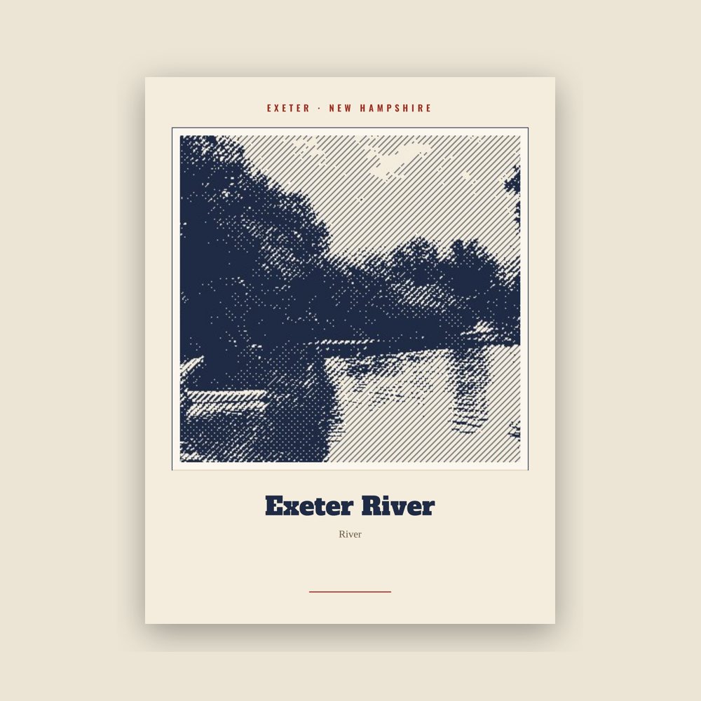 Exeter Exeter River Landmark Print
