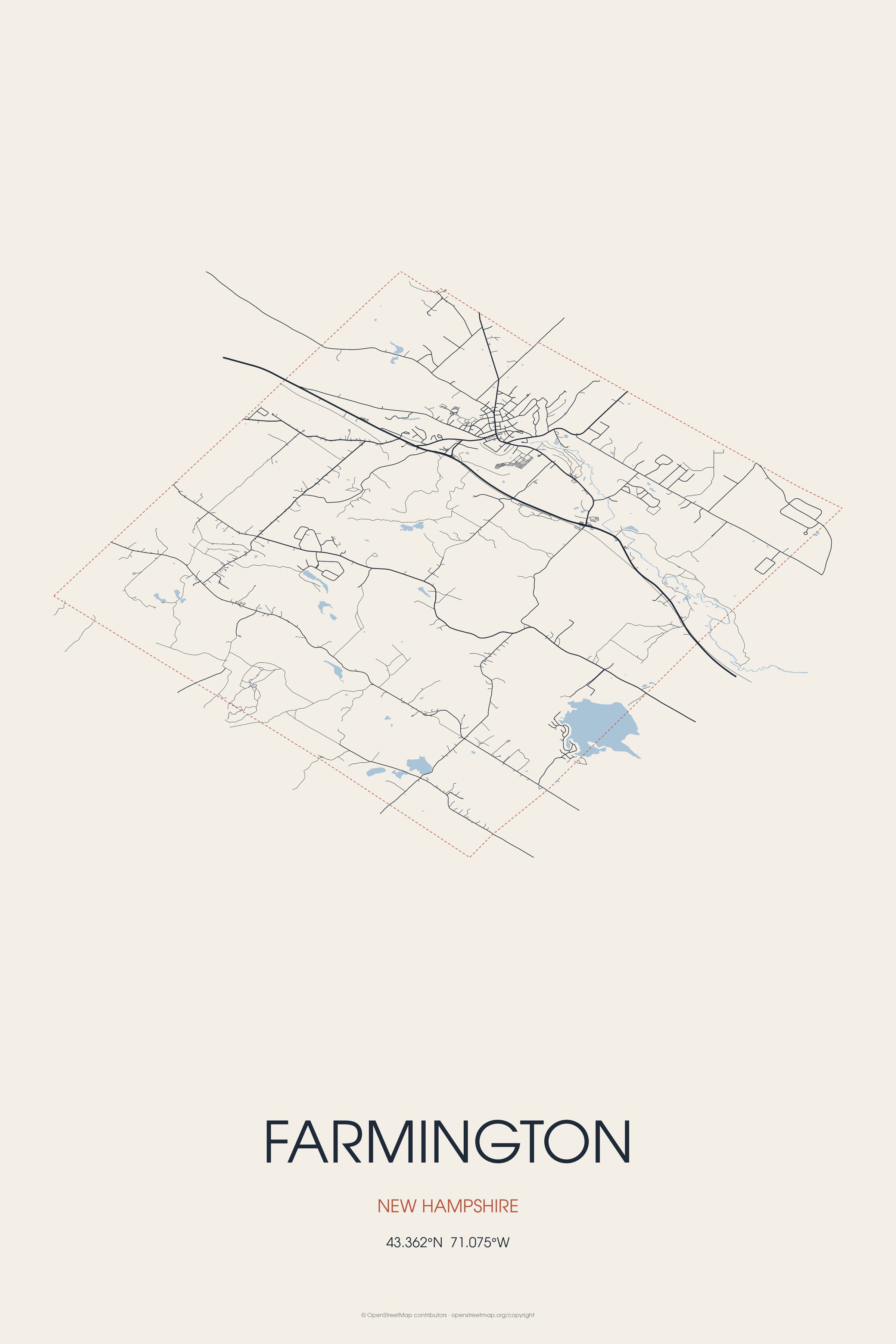 Street map of Farmington, New Hampshire