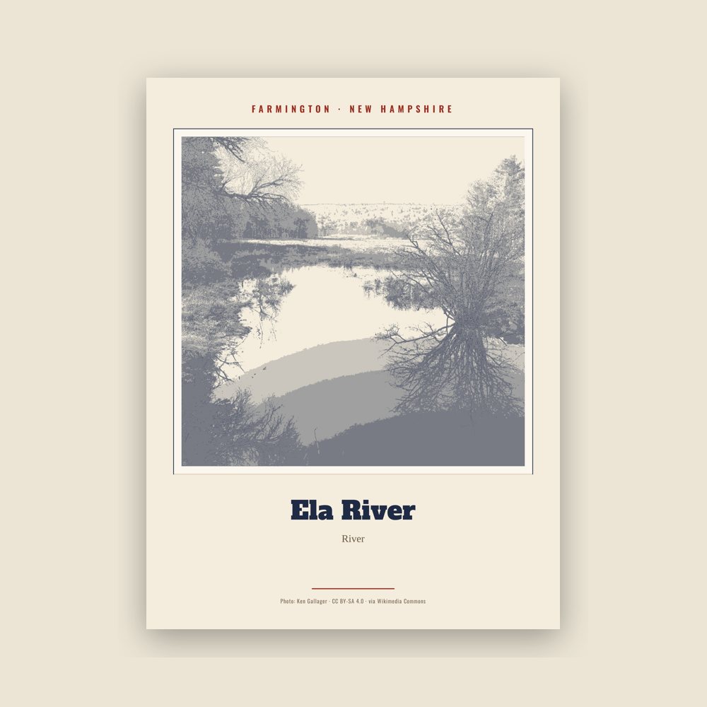Farmington Ela River Landmark Print