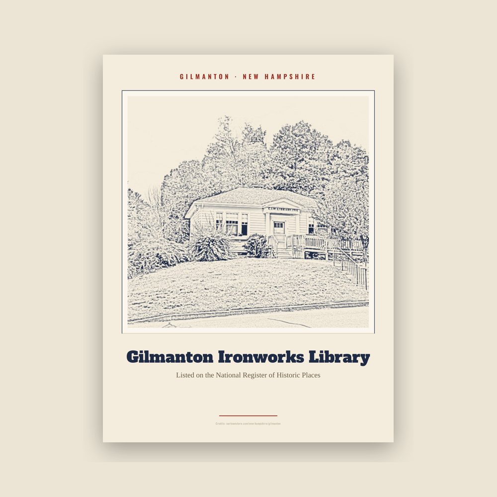 Gilmanton Gilmanton Ironworks Library Landmark Print