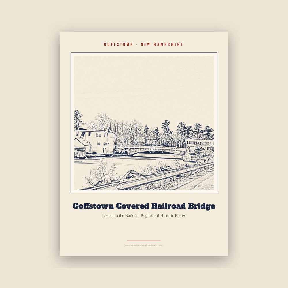 Goffstown Goffstown Covered Railroad Bridge Landmark Print