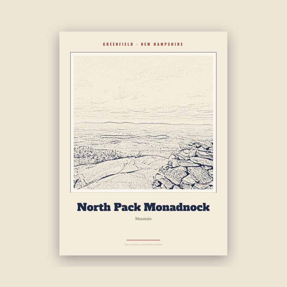 Greenfield North Pack Monadnock Landmark Print