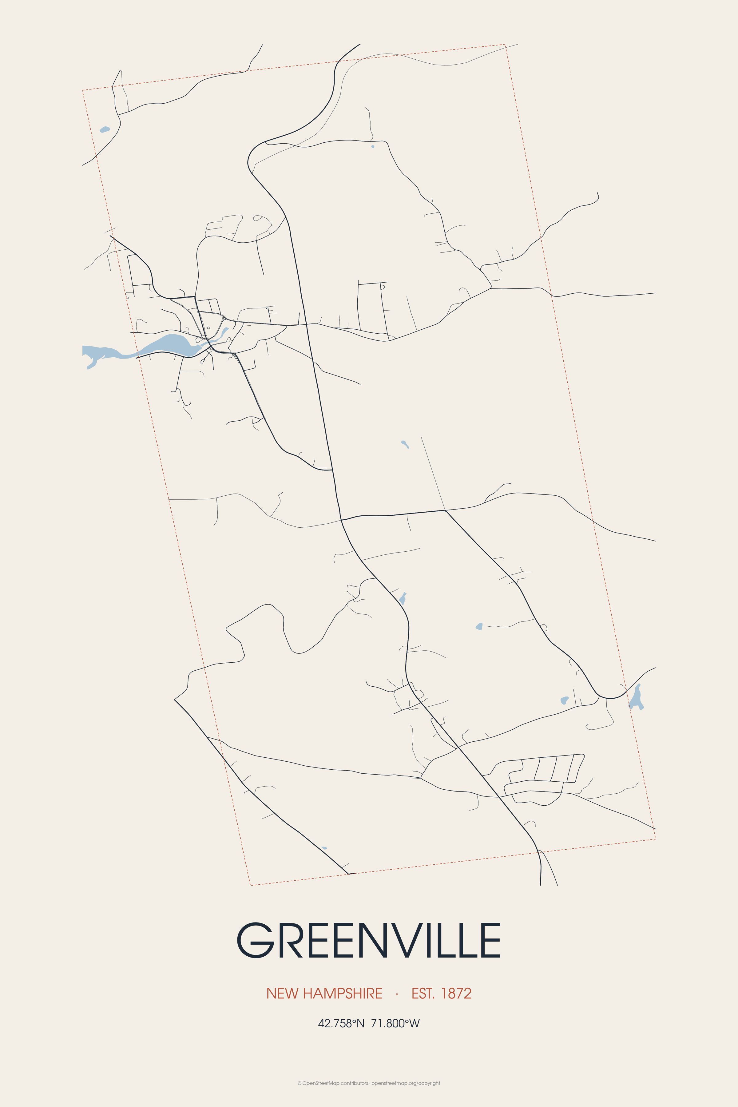 Street map of Greenville, New Hampshire