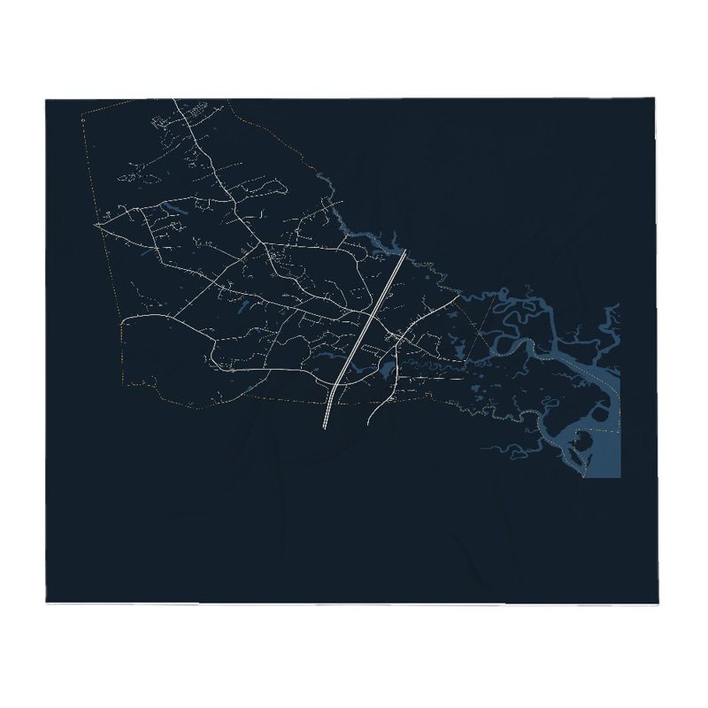 Hampton Falls Street Map Throw Blanket