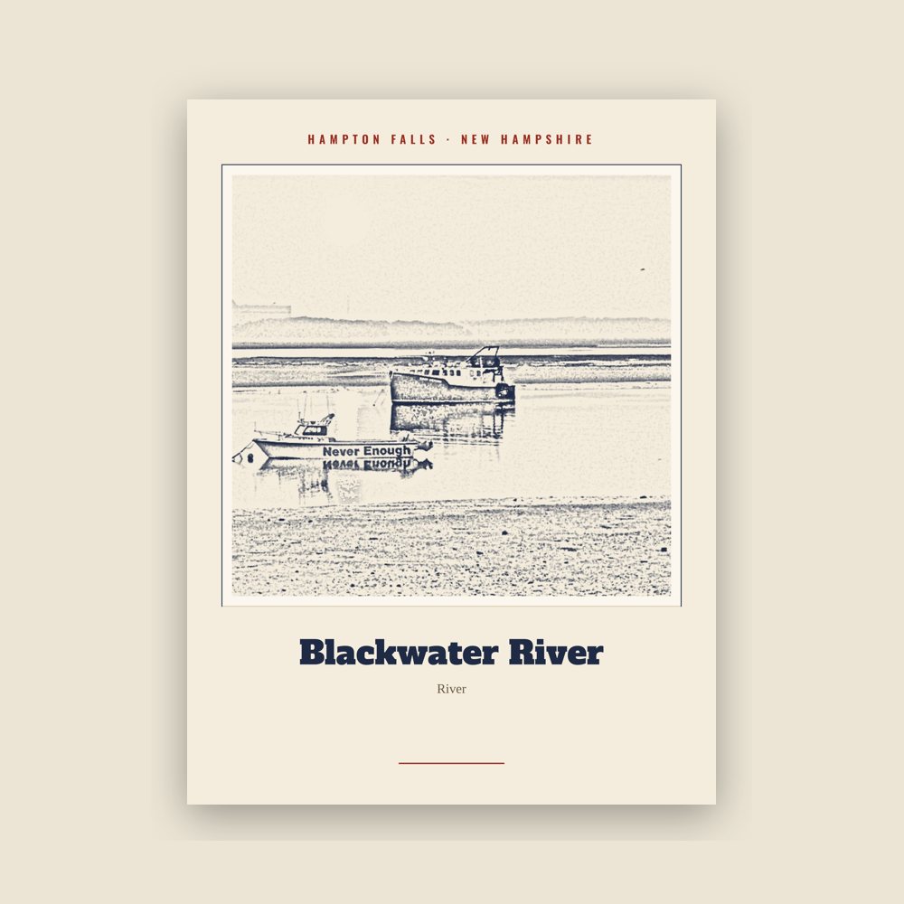 Hampton Falls Blackwater River Landmark Print