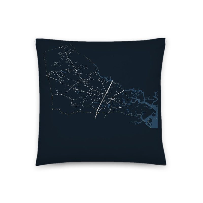 Hampton Falls Map Throw Pillow