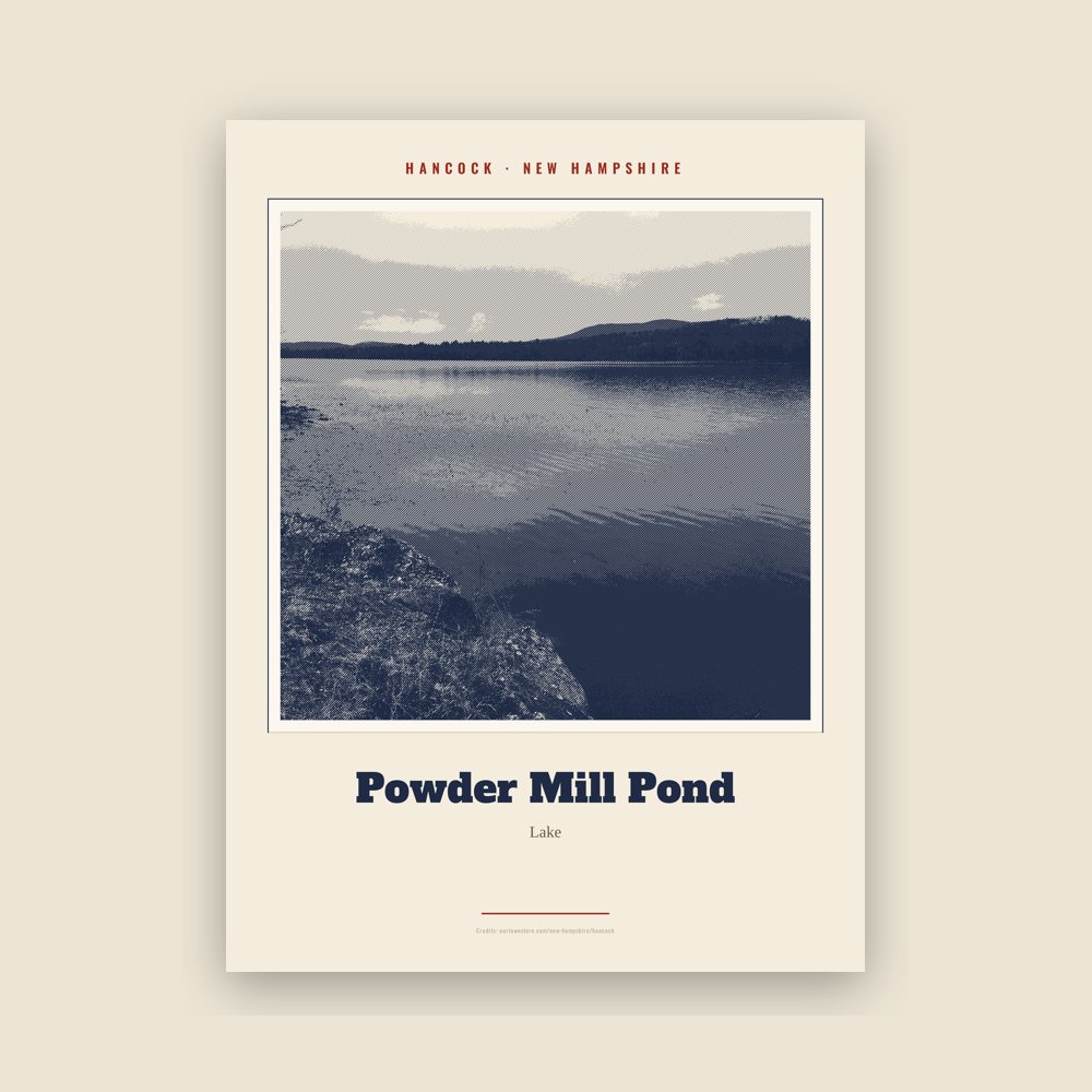 Hancock Powder Mill Pond Landmark Print