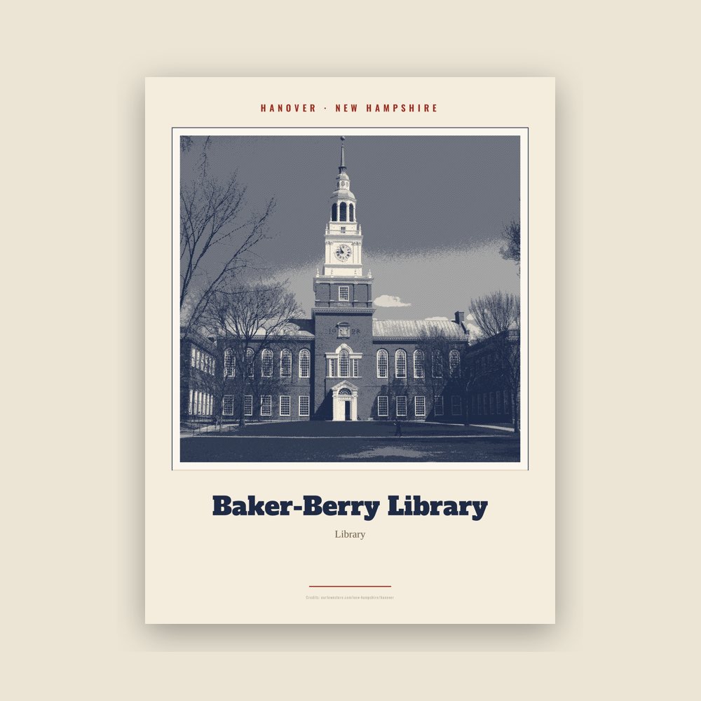 Hanover Baker-Berry Library Landmark Print