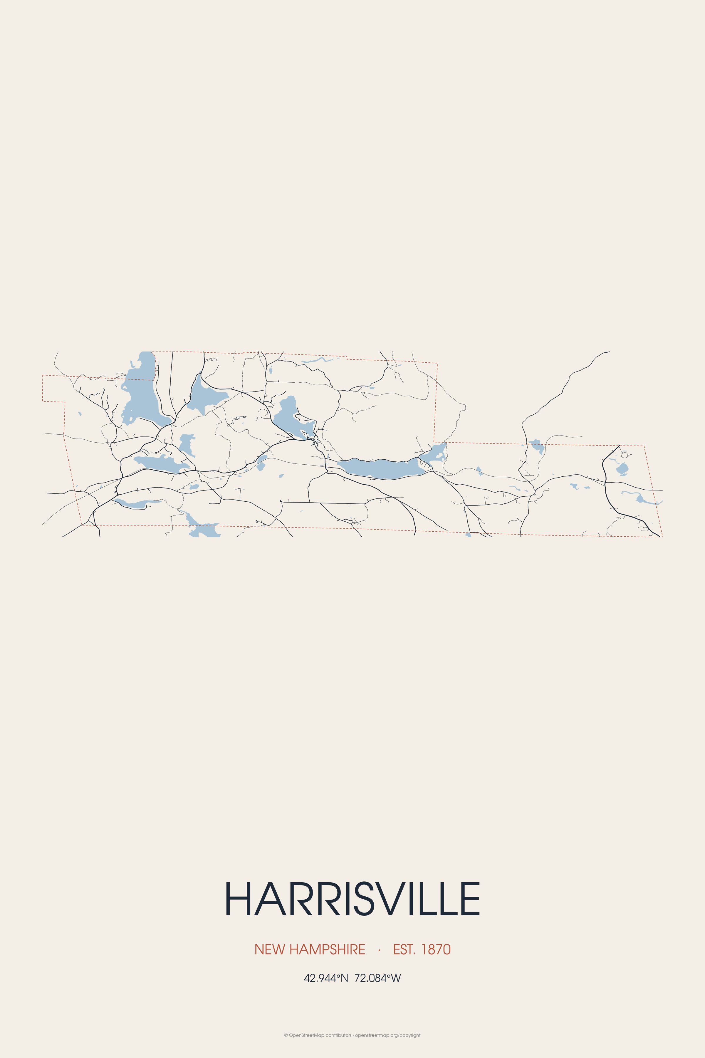 Street map of Harrisville, New Hampshire
