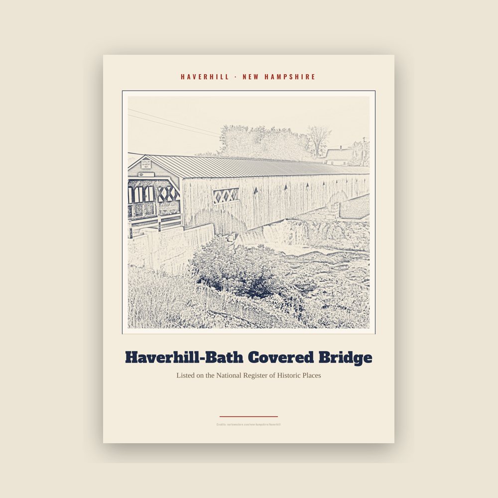 Haverhill Haverhill-Bath Covered Bridge Landmark Print