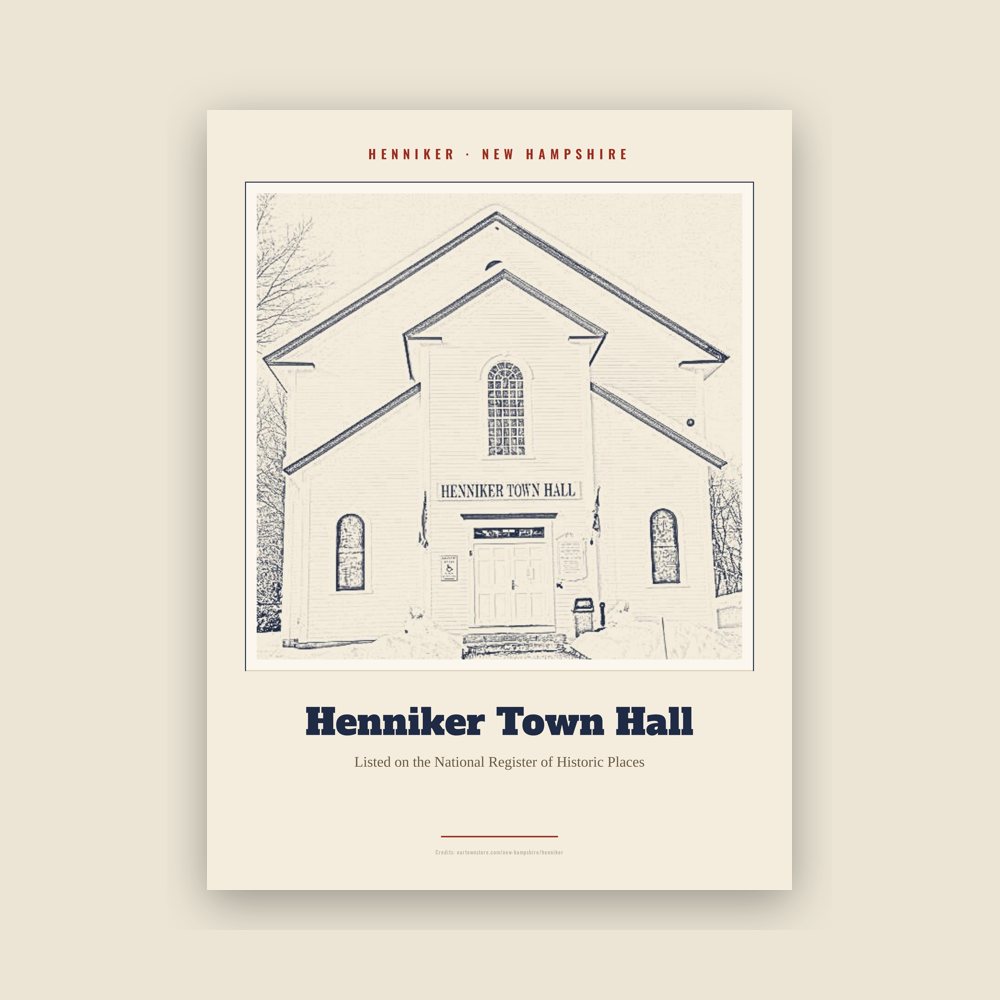 Henniker Henniker Town Hall Landmark Print