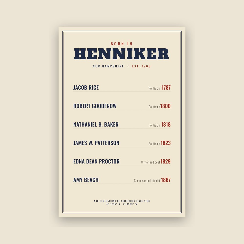 Henniker “Born In” Poster