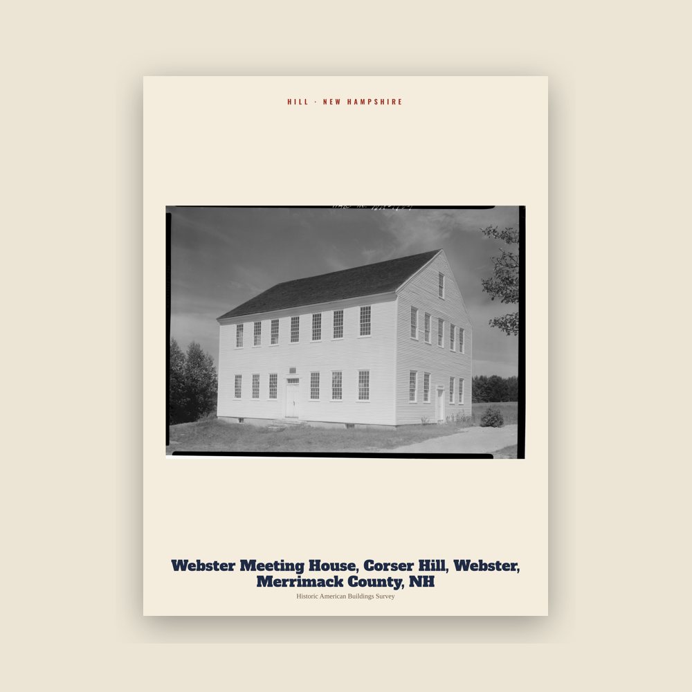 Hill Webster Meeting House, Corser Hill, Webster, Merrimack County, NH Archive Print