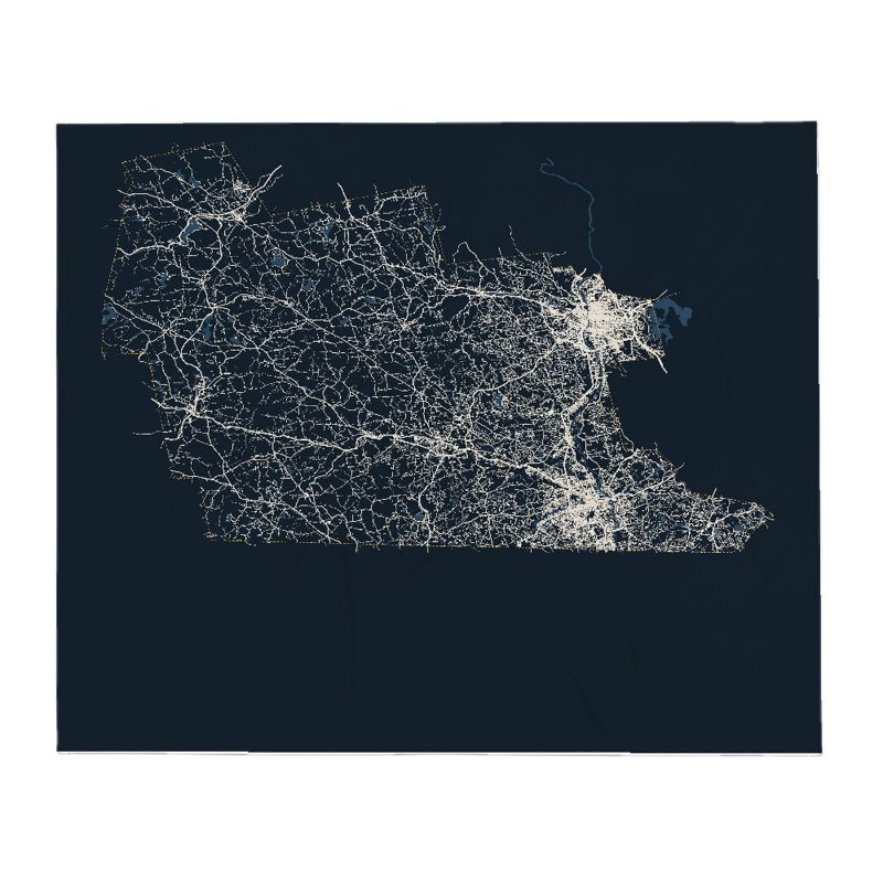 Hillsborough Street Map Throw Blanket