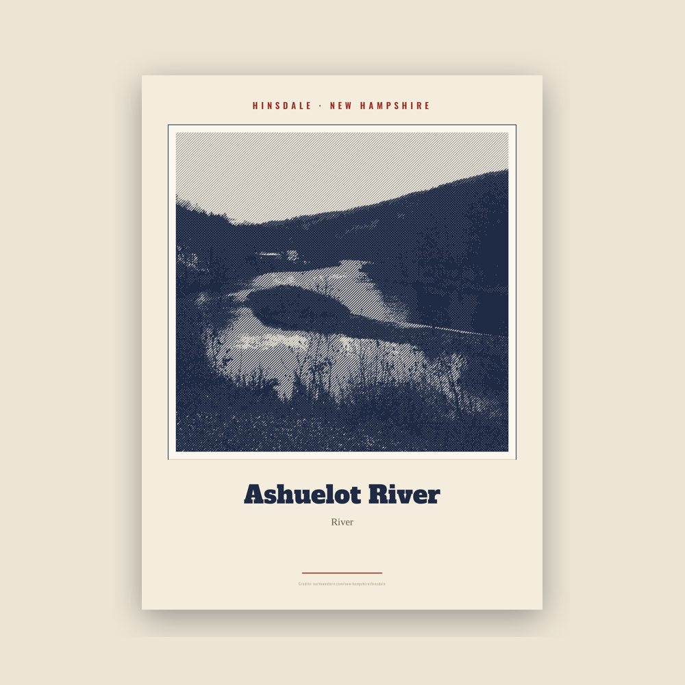 Hinsdale Ashuelot River Landmark Print
