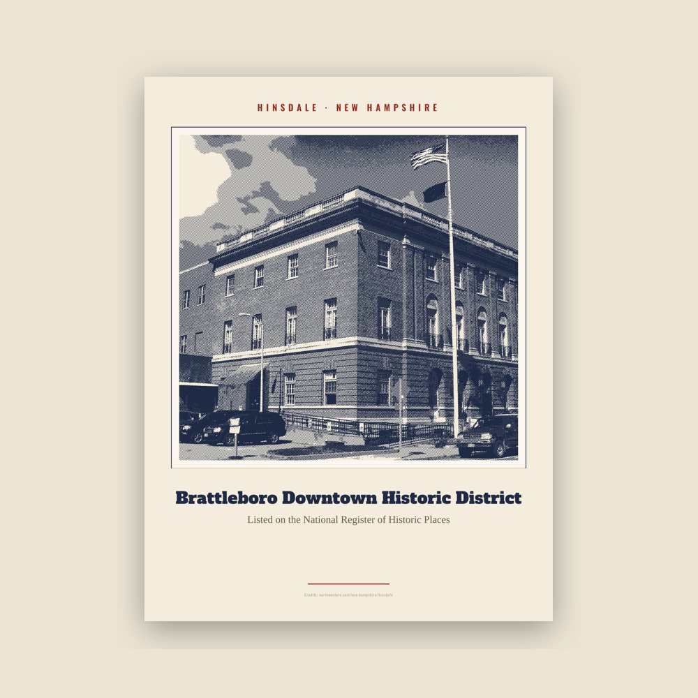 Hinsdale Brattleboro Downtown Historic District Landmark Print