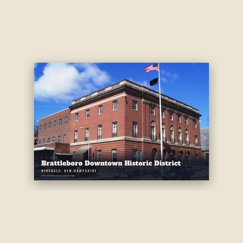 Hinsdale Brattleboro Downtown Historic District Postcard