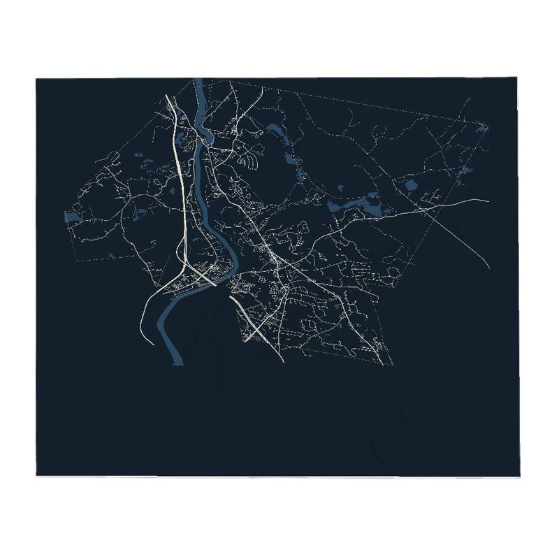 Hooksett Street Map Throw Blanket
