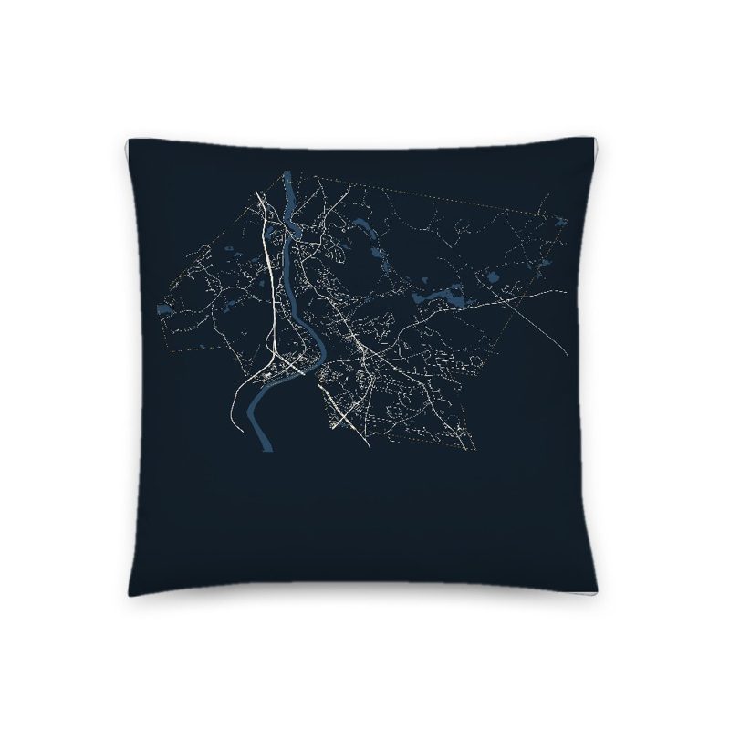 Hooksett Map Throw Pillow