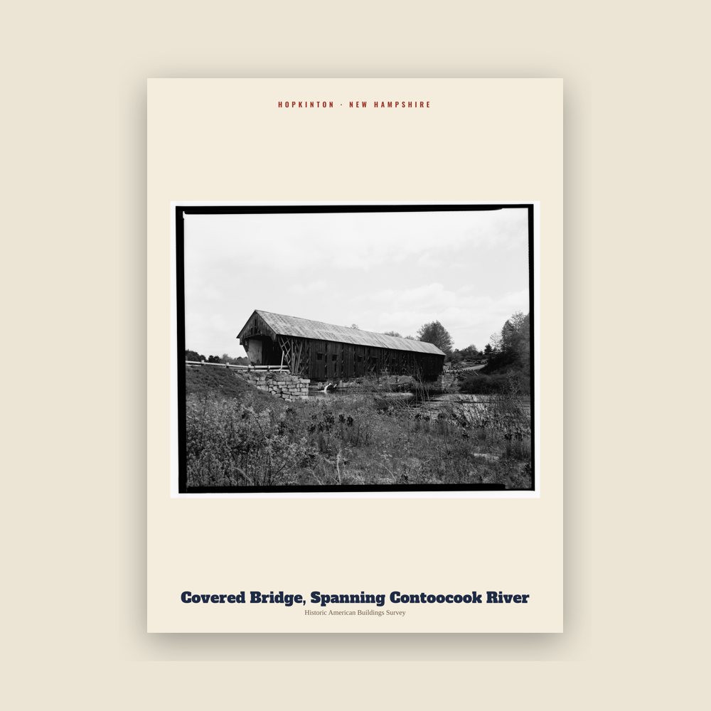 Hopkinton Covered Bridge, Spanning Contoocook River Archive Print