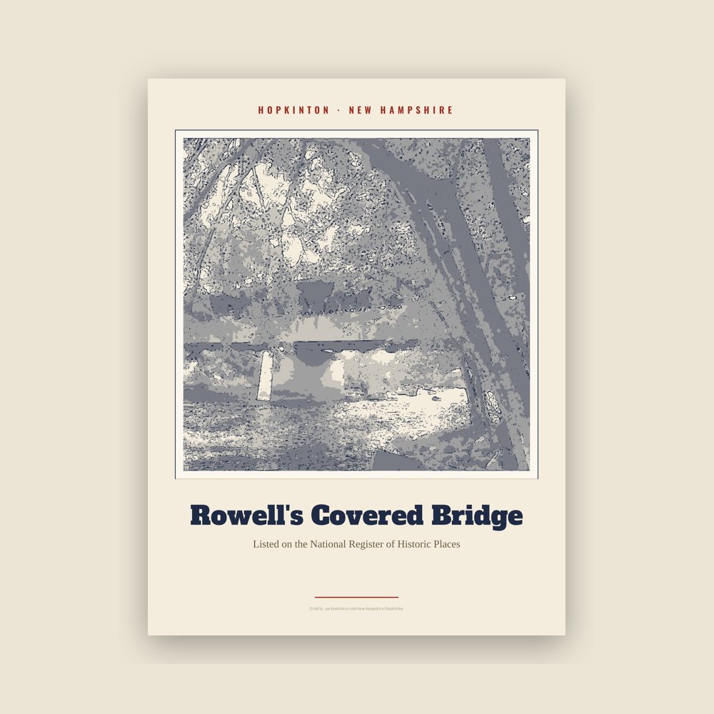 Hopkinton Rowell's Covered Bridge Landmark Print