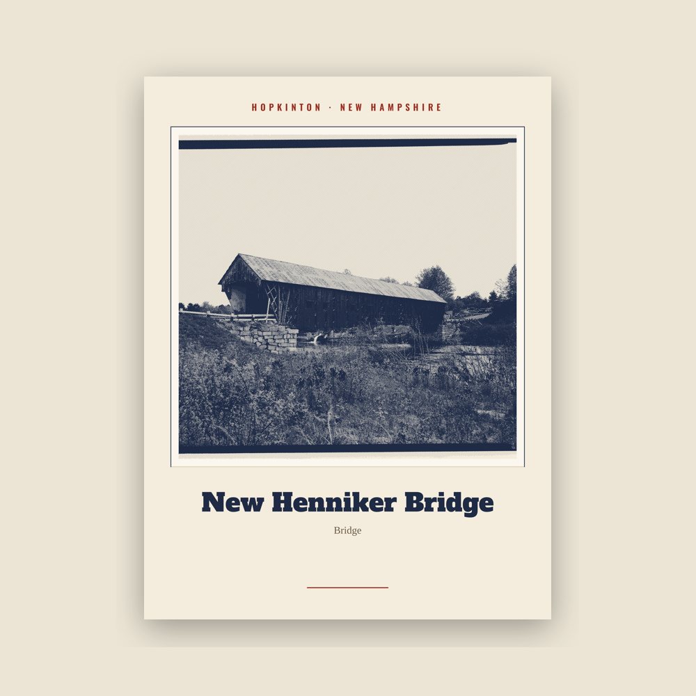 Hopkinton New Henniker Bridge Landmark Print