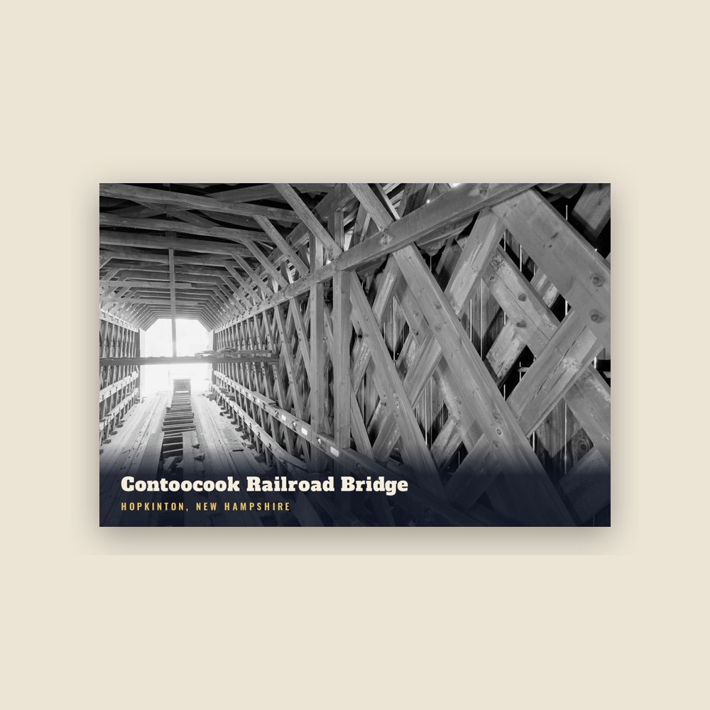 Hopkinton Contoocook Railroad Bridge Postcard