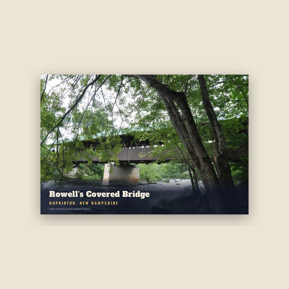 Hopkinton Rowell's Covered Bridge Postcard