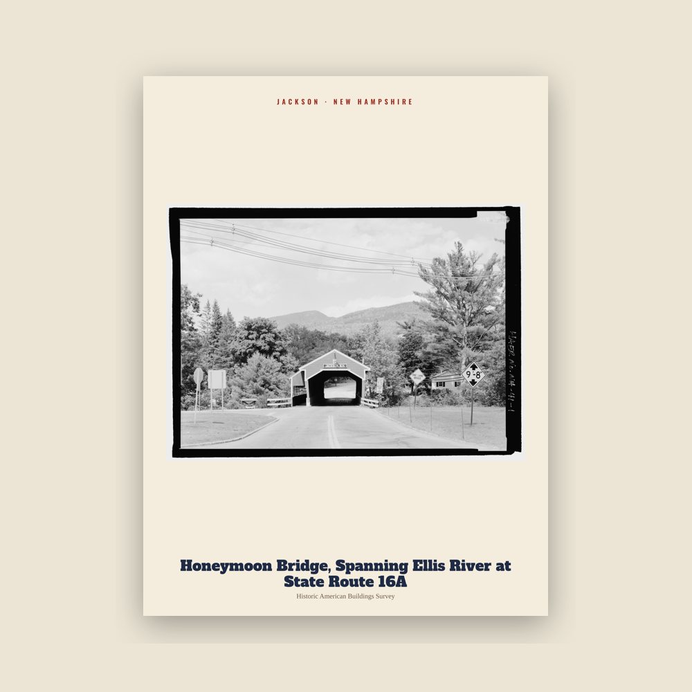 Jackson Honeymoon Bridge, Spanning Ellis River at State Route 16A Archive Print