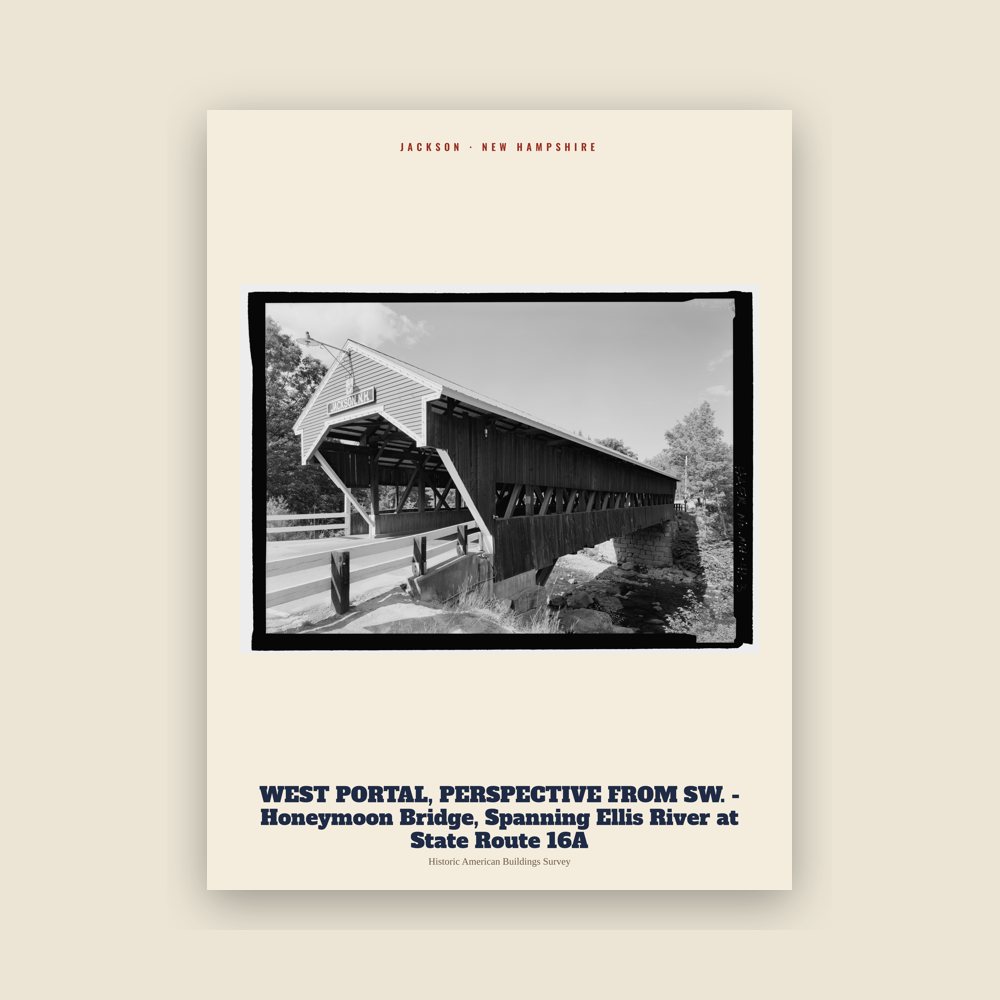 Jackson WEST PORTAL, PERSPECTIVE FROM SW. - Honeymoon Bridge, Spanning Ellis River at State Route 16A Archive Print