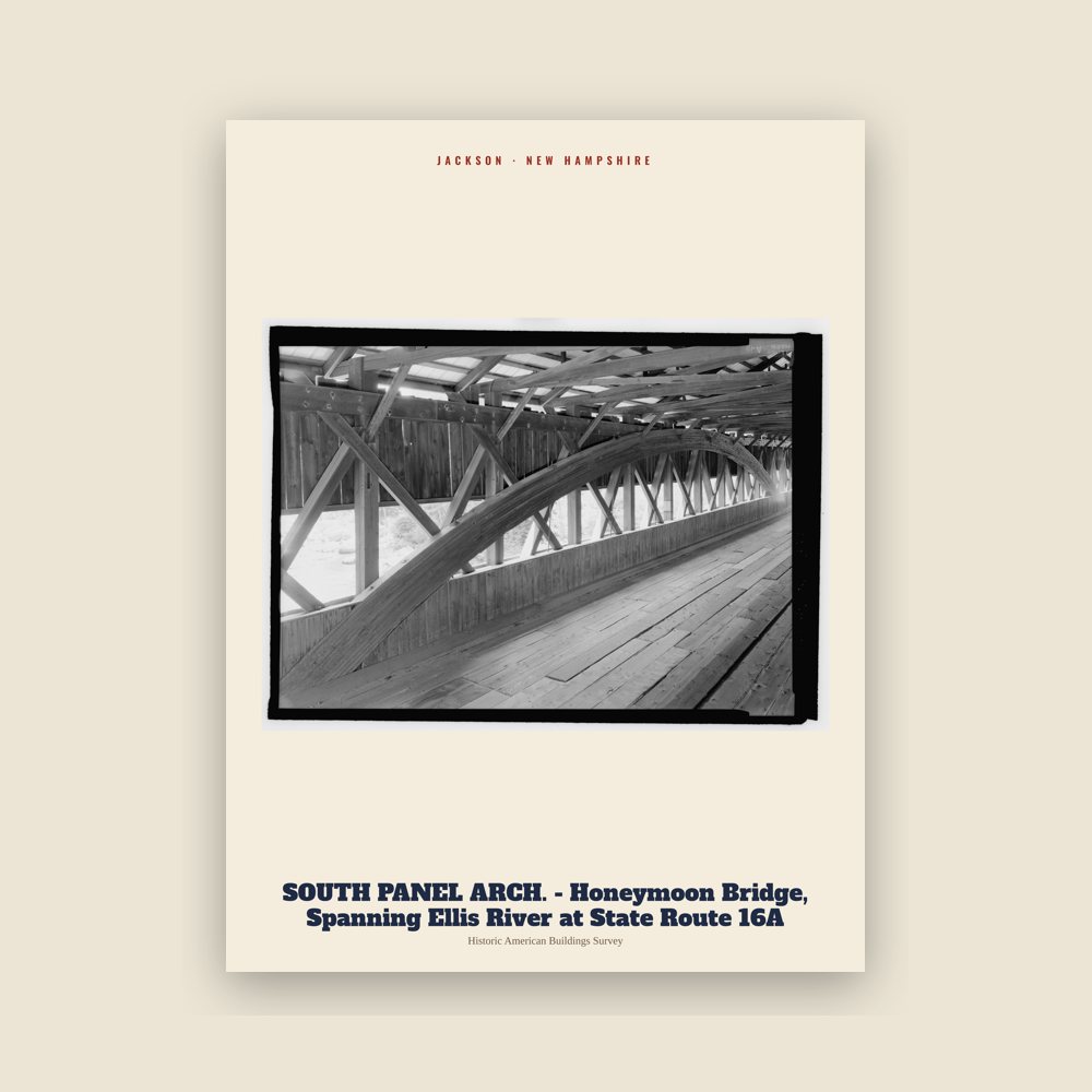 Jackson SOUTH PANEL ARCH. - Honeymoon Bridge, Spanning Ellis River at State Route 16A Archive Print